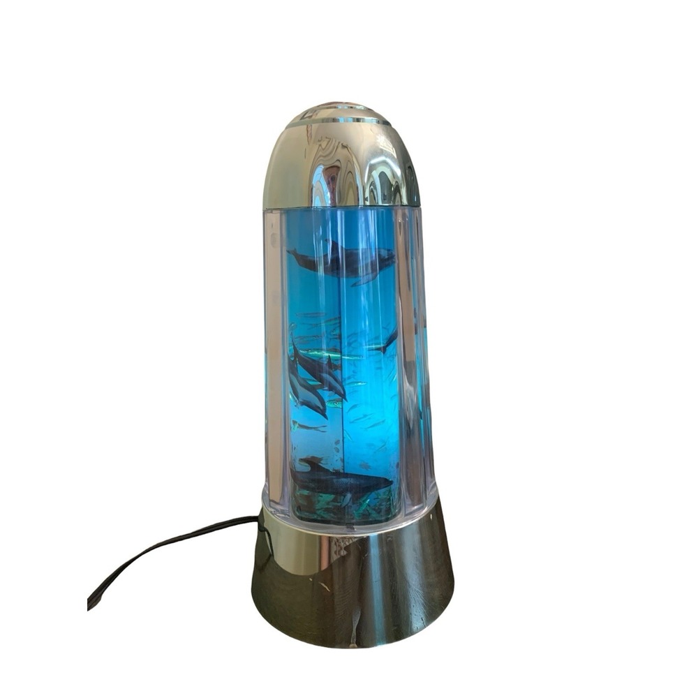 VTG‎ 1994 Rabbit Tanaka Dolphin Motion Lamp Rotating Aquarium Night Light 14"